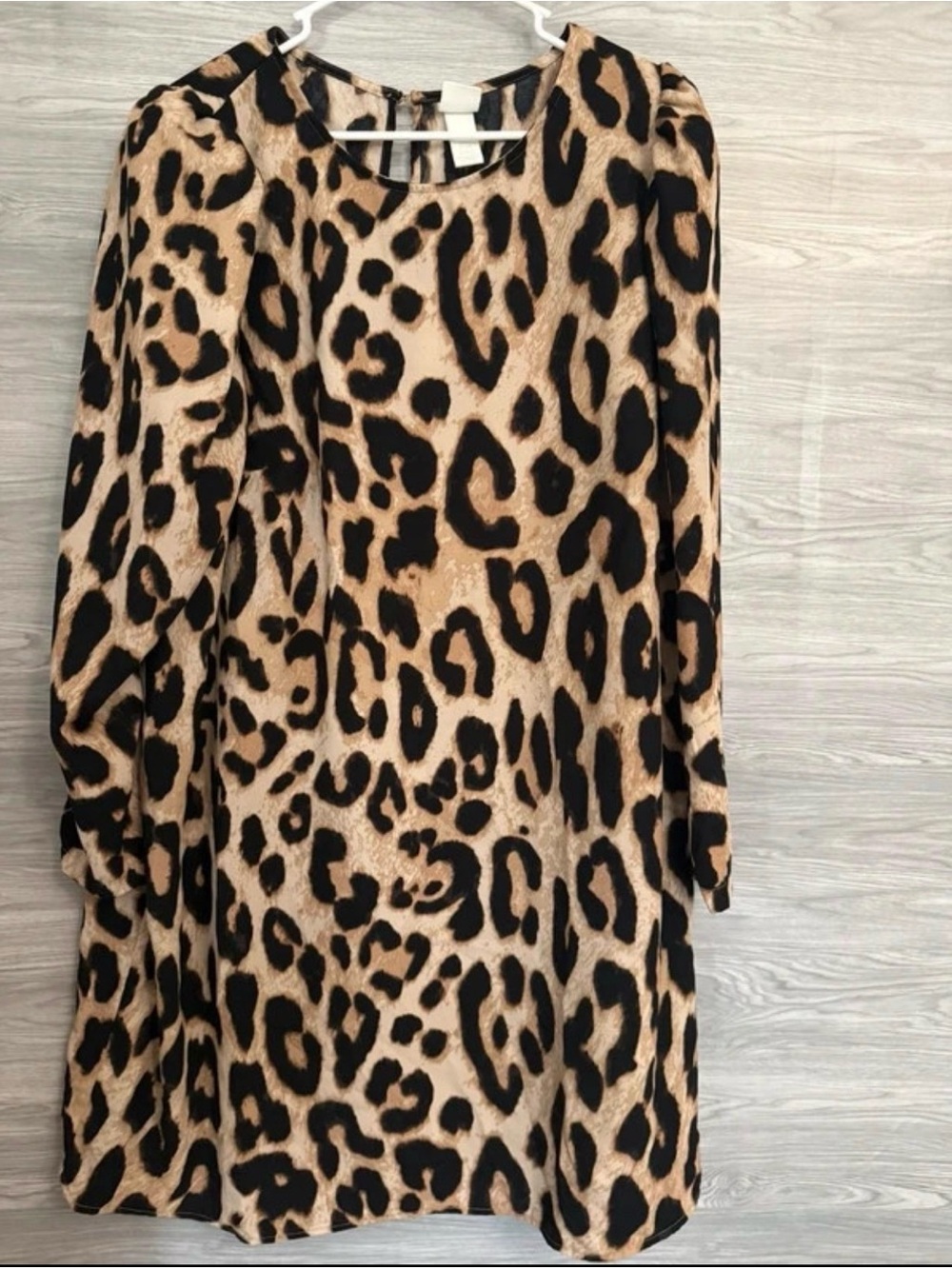 Women’s Print Long Sleeve Dress in Tan and Black